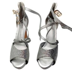 New Years Eve Women‎ Silver Glittery Heels Size 10